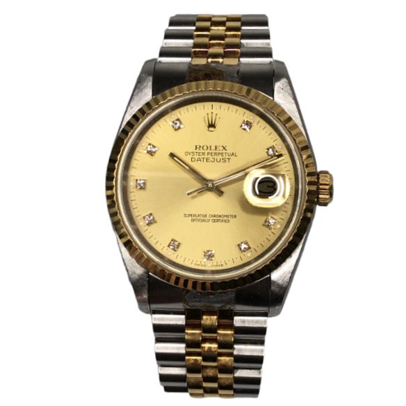 ROLEX ロレックス デイトジャスト 10P ダイヤモンド 16233G W番 ジュビリーブレス SS K18YG 自動巻き 腕時計 中古 T11349763