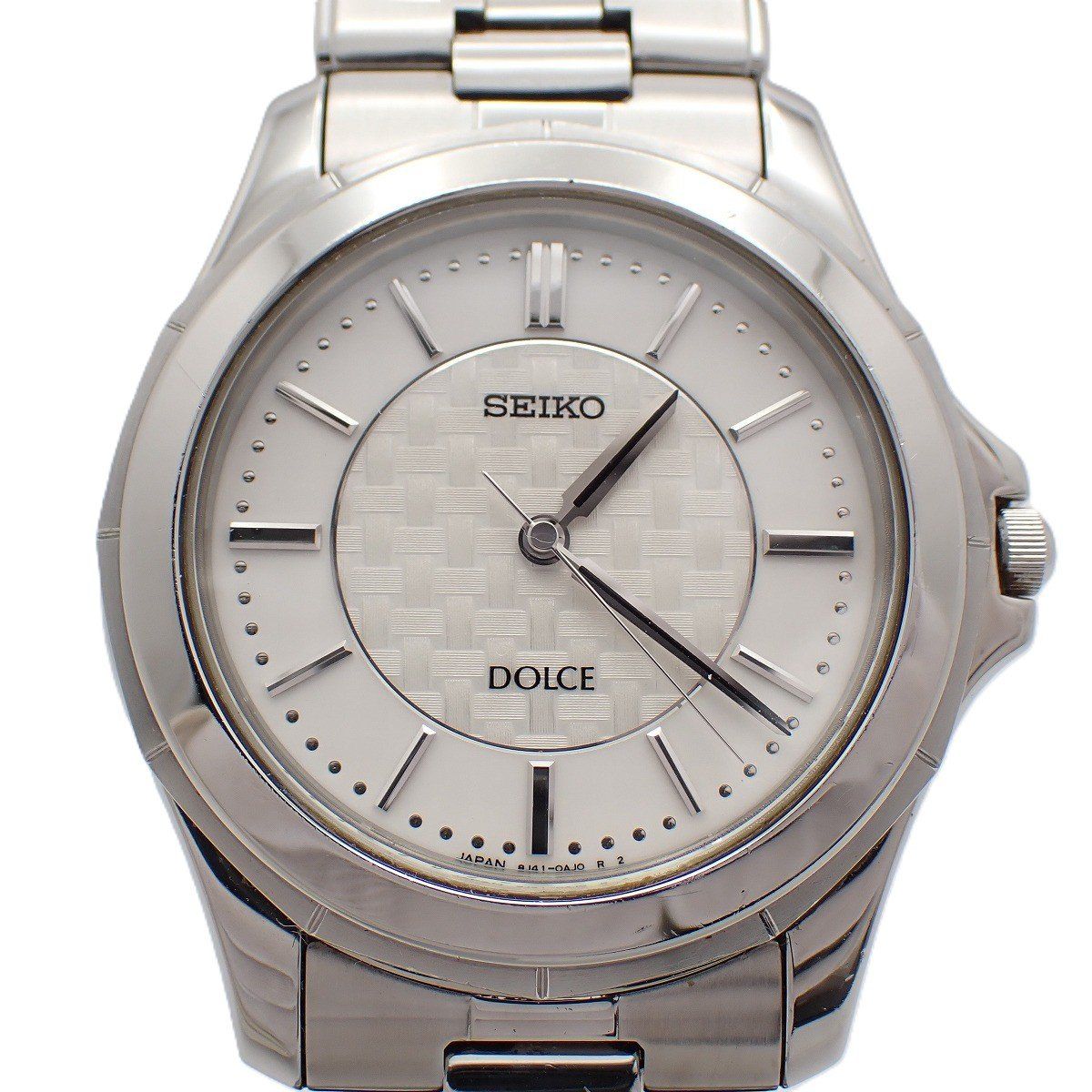 SEIKO セイコー ドルチェ クォーツ メンズ 腕時計 白文字盤 純正SSベルト 8J41-0AF0【いおき質店】