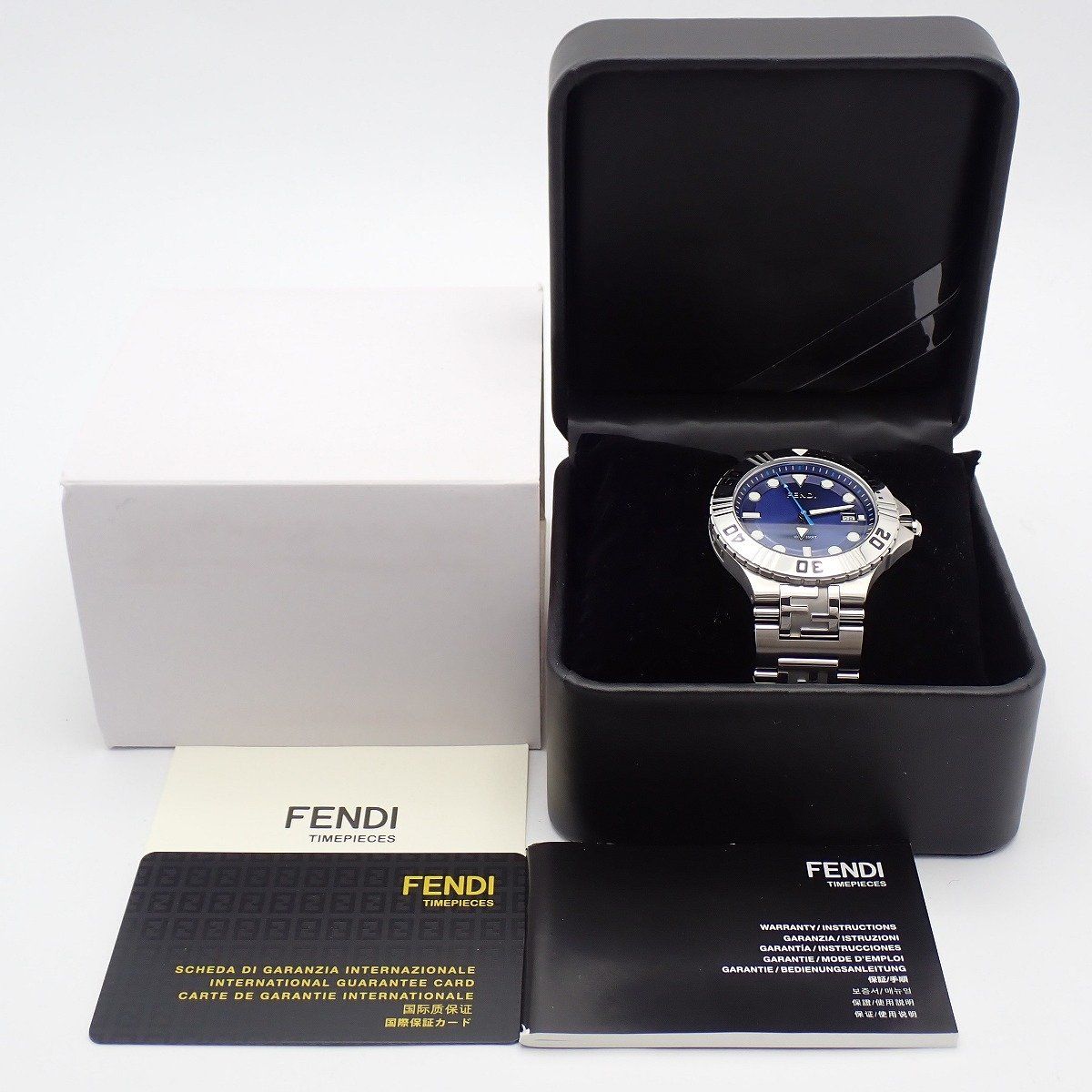 美品】フェンディ ノーティコ 100M防水 ダイバー型 クォーツ メンズ 