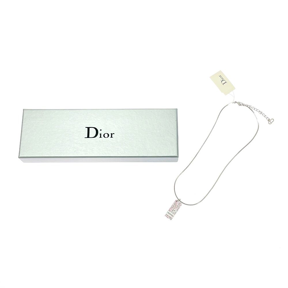 【中古】【箱付き】 Christian Dior クリスチャンディオール メタル トロッター プレートネックレス ピンク 604103 ネックレス