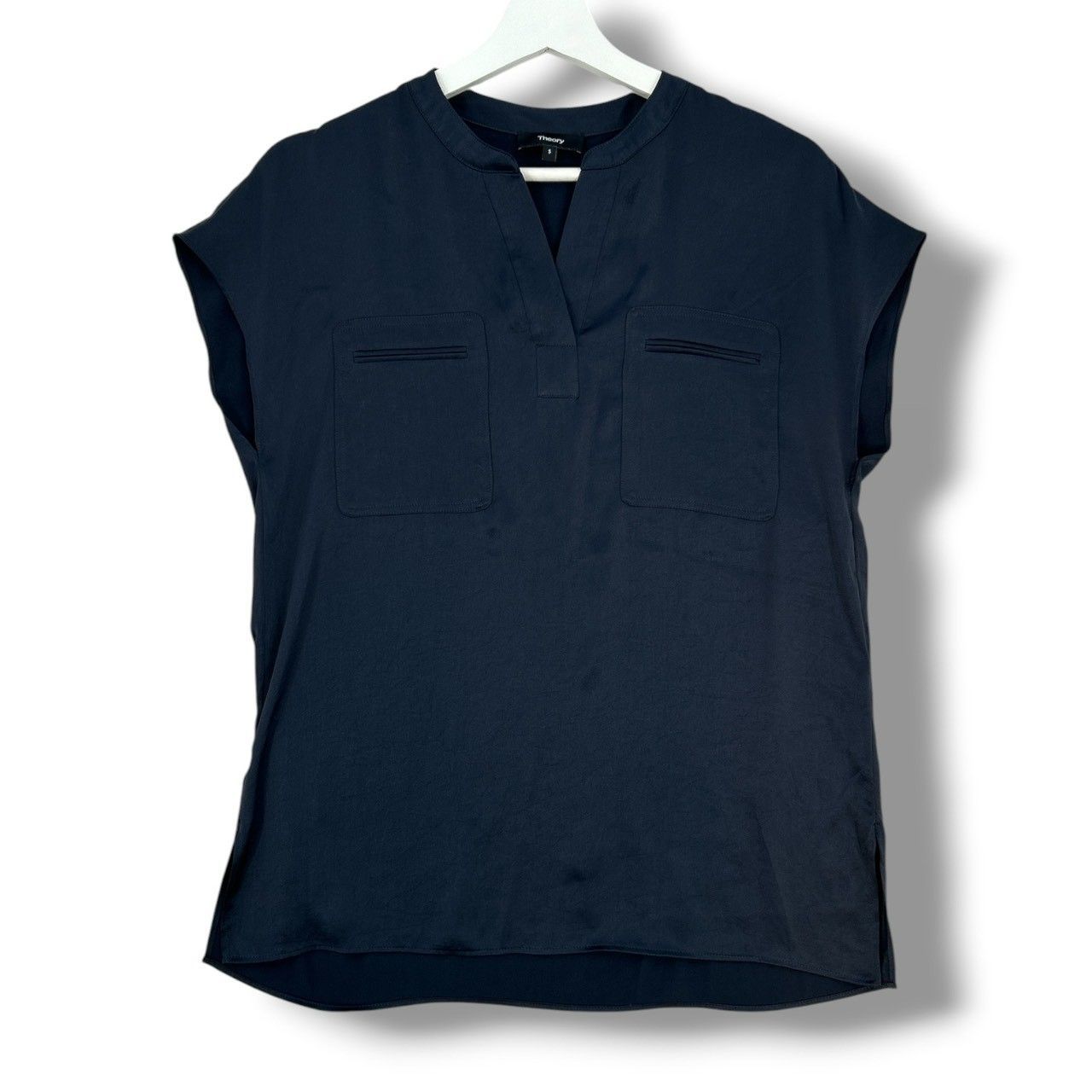 Theory セオリー Crushed Satin PKT Popover N サテン ノースリーブ 