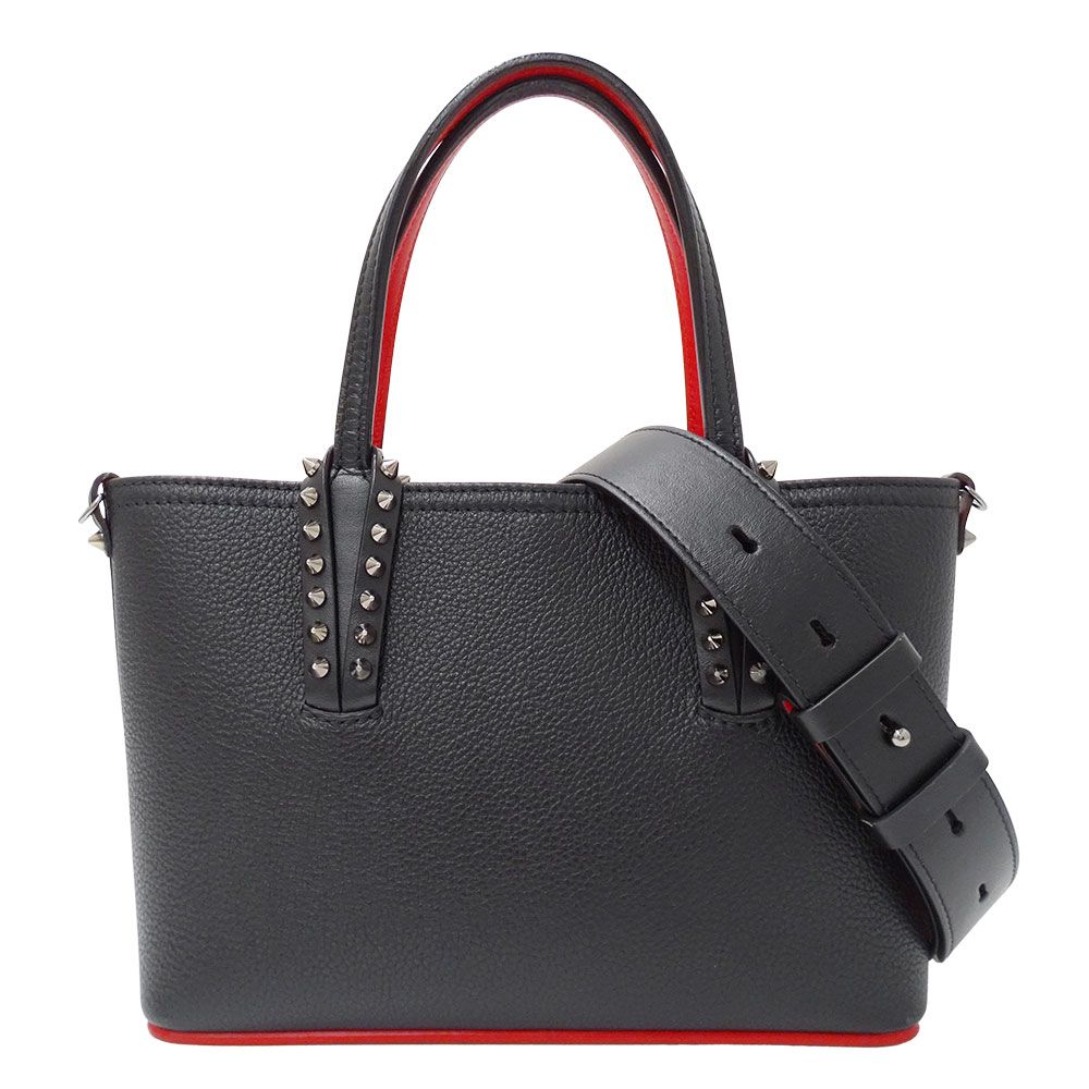クリスチャンルブタン Christian Louboutin バッグ レディース ブランド ハンドバッグ ショルダーバッグ 2way レザー カバタ ミニ ブラック レッド スタッズ 小さめ おしゃれ 個性的 存在感 【中古】