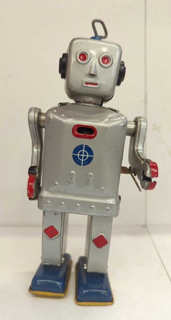 三恵玩具 ゼンマイ 耳黒 SPARKLING ‘MIKE’THE ROBOT/スパークリングマイク ザロボット 耳黒 銀
