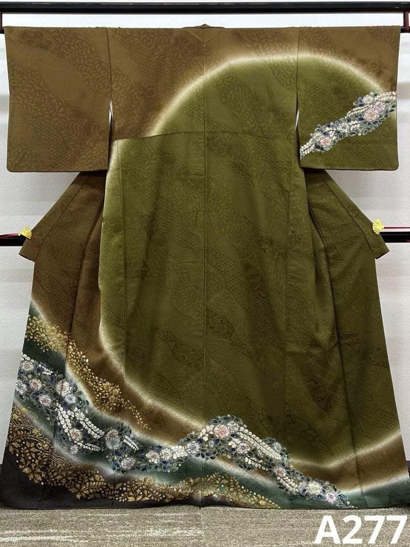 訪問着 金彩 辻ヶ花 絞り 正絹 パールトーン加工済 A277