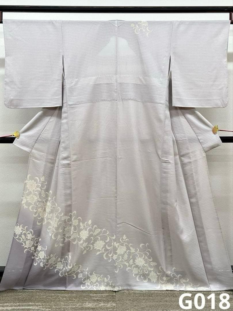 京友禅 変わり絽 夏物 金彩 付け下げ 透け感 居敷当て付き 正絹 G018 京友禅 変わり絽 夏物 金彩 付け下げ 透け感 居敷当て付き 正絹 G018
