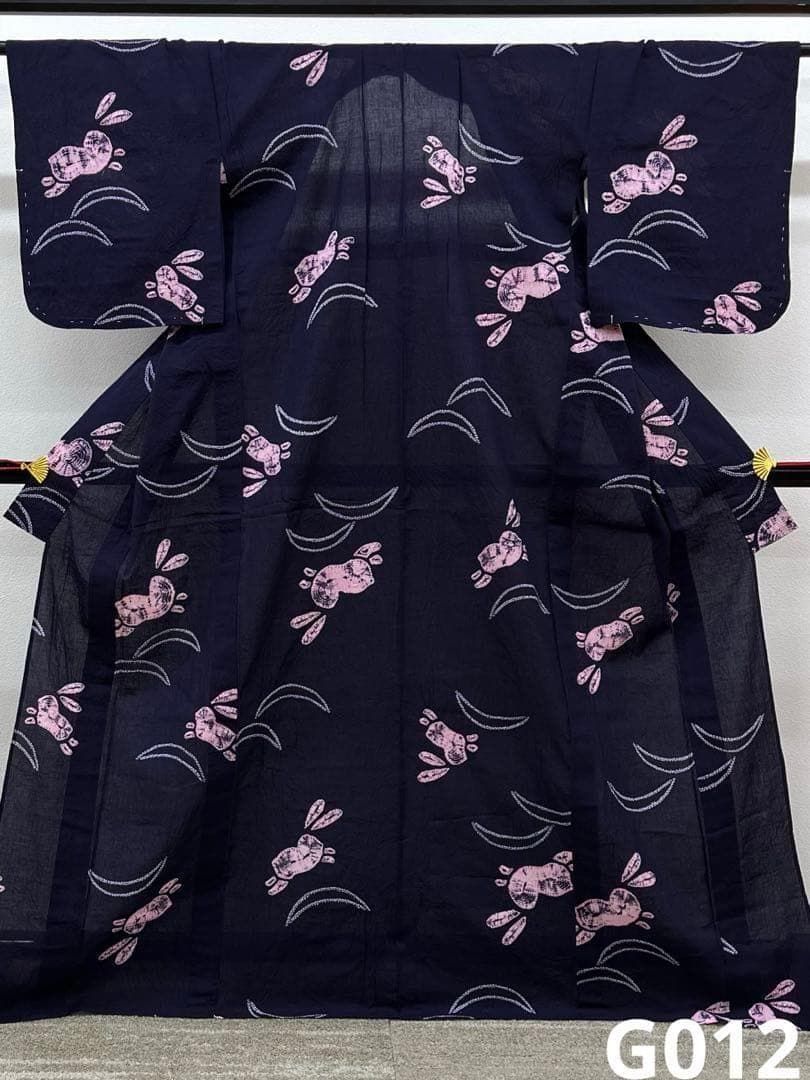 有松鳴海絞り 浴衣 夏物 兎 綿 躾糸付き 濃紫地 G012 - メルカリ