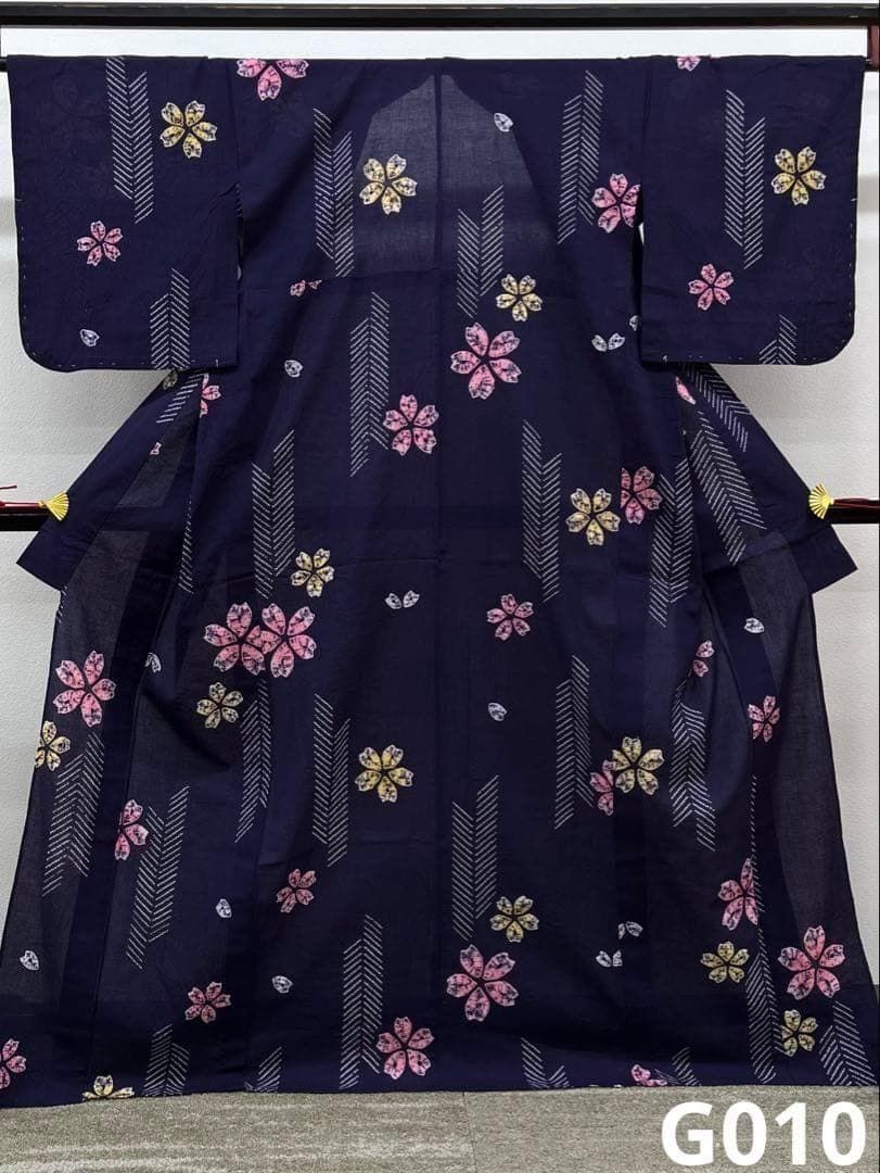 有松鳴海絞り 浴衣 夏物 桜 綿 躾糸付き 濃紫地 G010 - メルカリ
