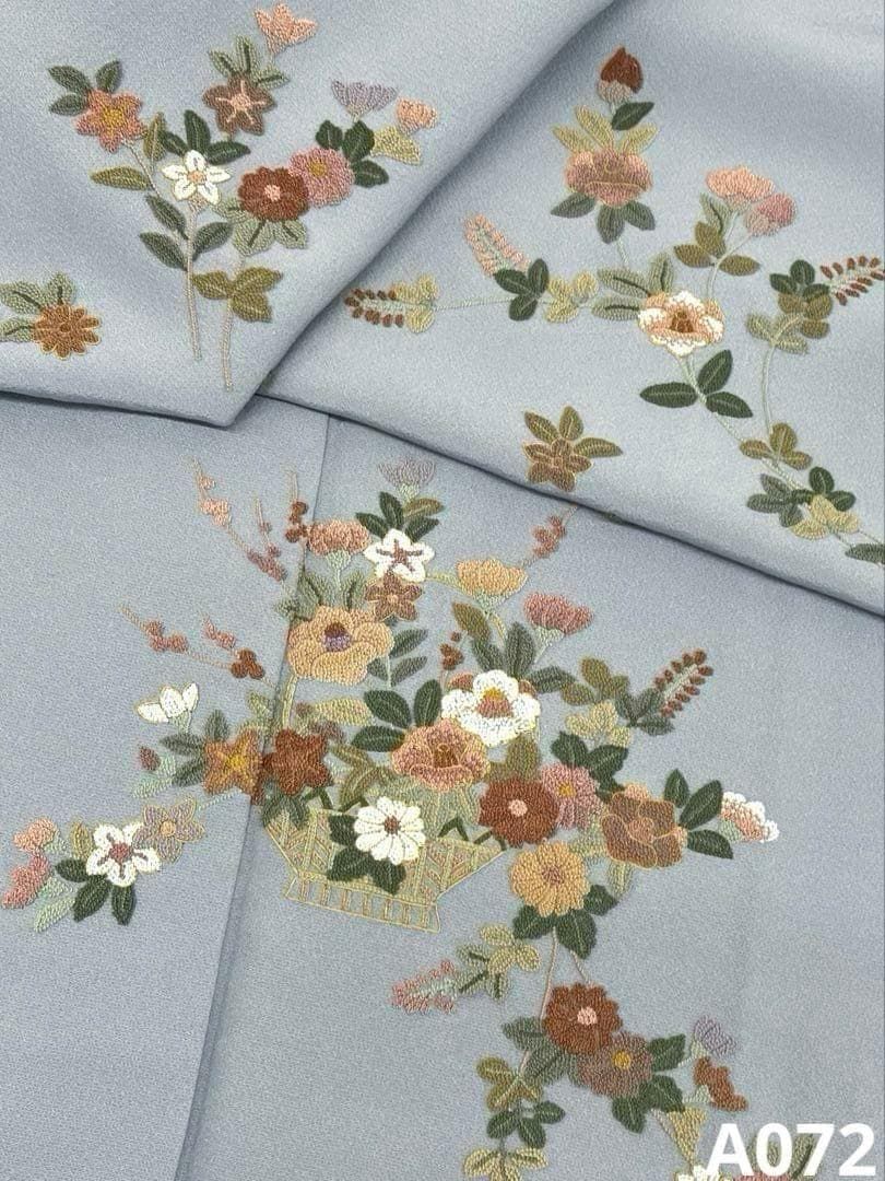 相良刺繍 付け下げ 花籠 正絹 A072