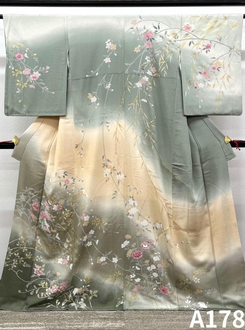 訪問着 金彩 四季の草花 正絹 A178