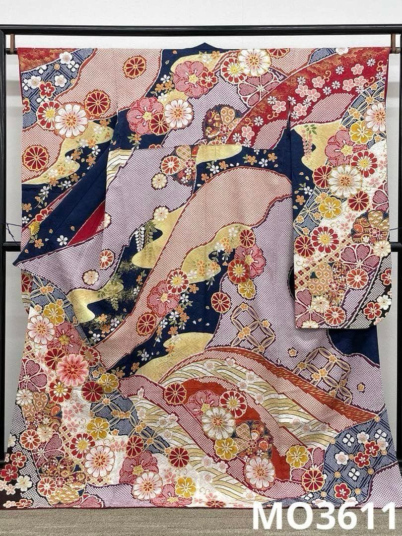 振袖 刺繍 金駒 金彩 紋意匠 身丈170cm 撥水加工済 MO3611