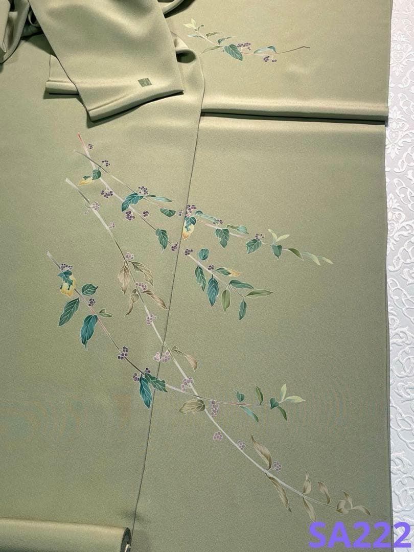 手描き友禅 作家物 落款入 付け下げ 反物 浜ちりめん 正絹 SA222