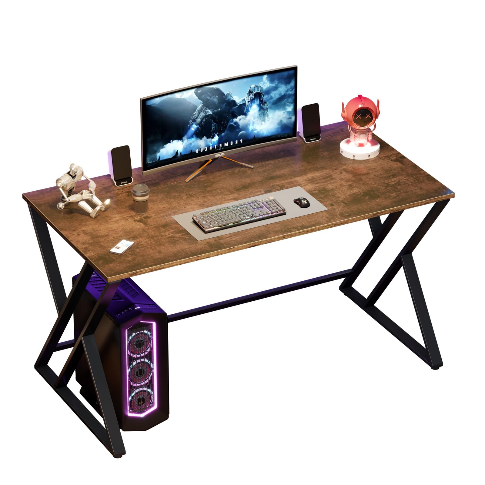 LVB パソコンデスク pc デスク 120 ワークデスク ゲーミングデスク オフィス 在宅ワーク computer desk 木製 机 作業机 学習机 組み立て 簡単 シンプル つくえ 長方形 ビンテージ 幅120×奥行60×高さ70cm