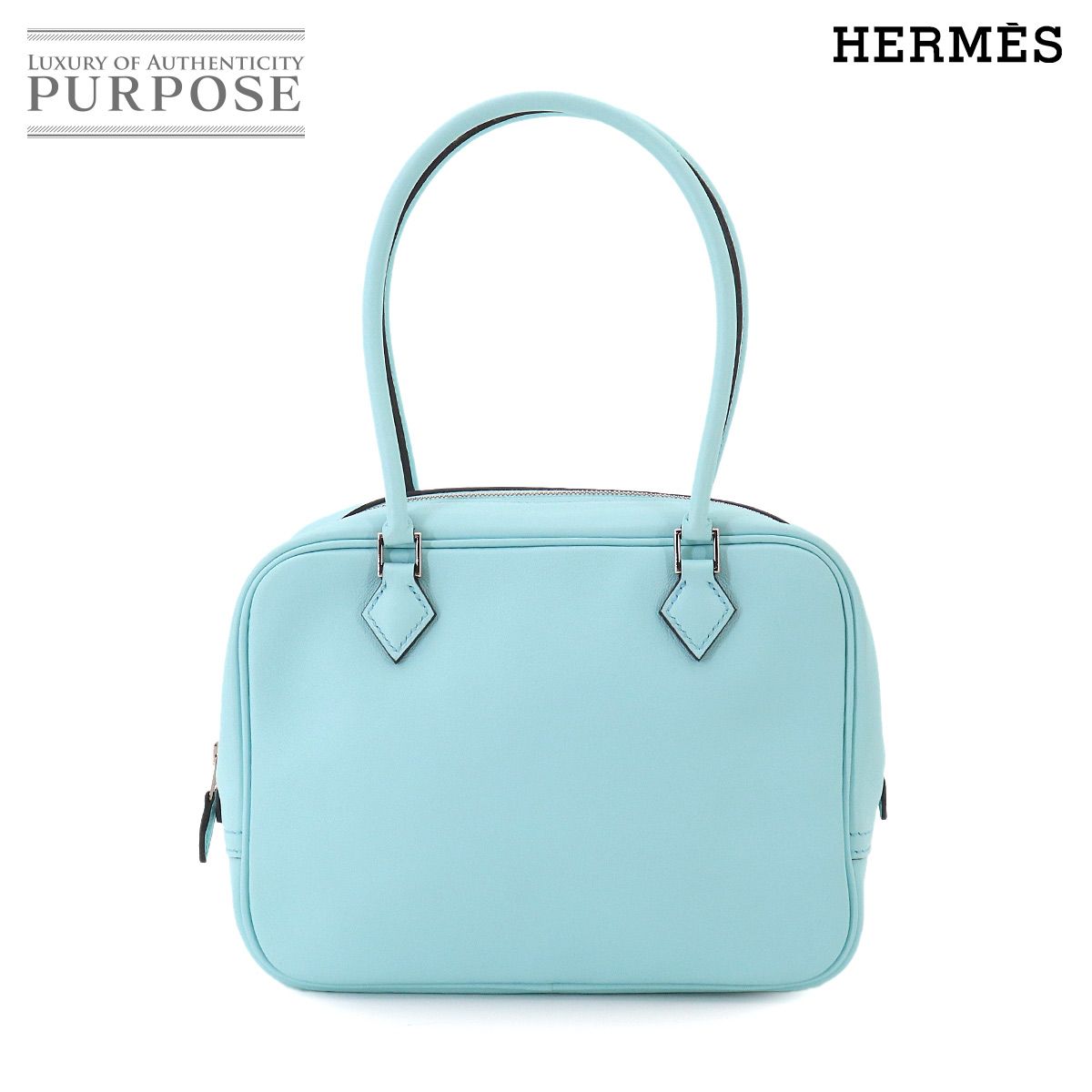未使用 展示品 エルメス HERMES ミニ プリュム 20 ハンド バッグ スイフト ブルーゼフィール A刻印 シルバー 金具 Mini Plume 20 90329291