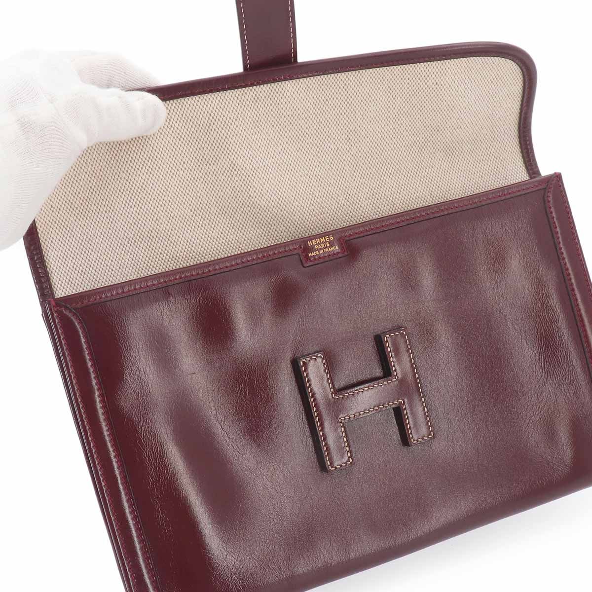 新品同様 エルメス HERMES ジジェ PM クラッチ バッグ ボックスカーフ