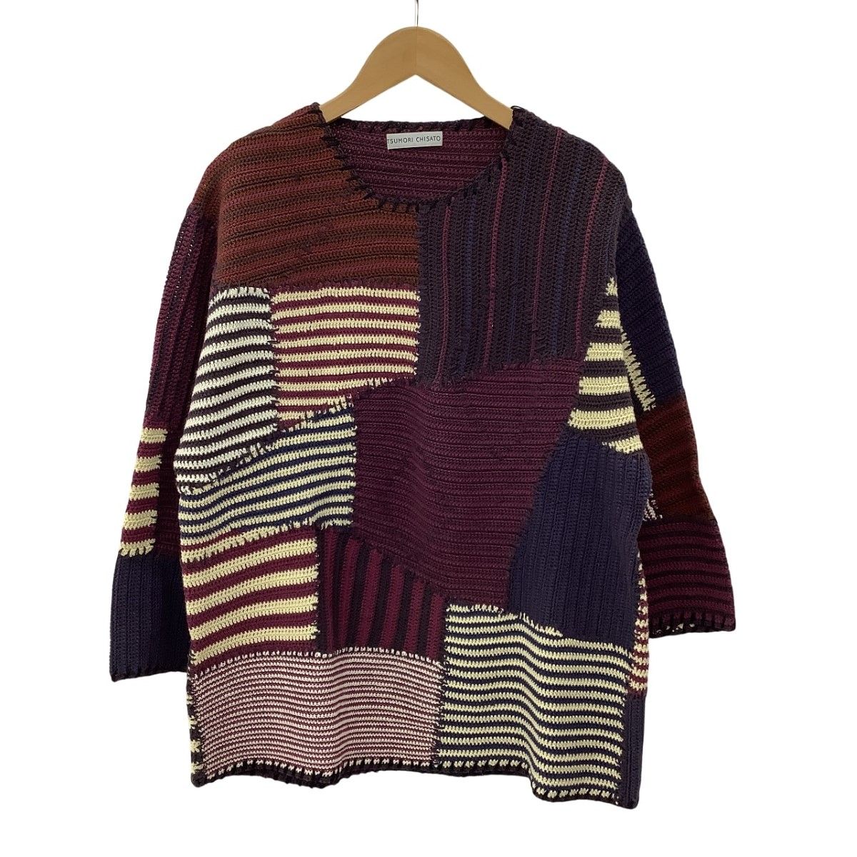 tsumori chisato ツモリチサト ISSEY MIYAKE イッセイミヤケ レディース ニット SIZE M アイボリー×ワインレッド×ネイビー