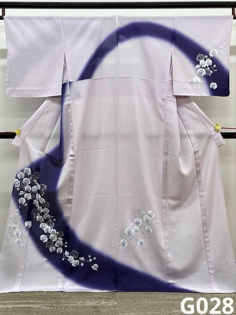 絽 付け下げ 夏物 銀彩 胡蝶蘭 透け感 居敷当て 正絹 G028
