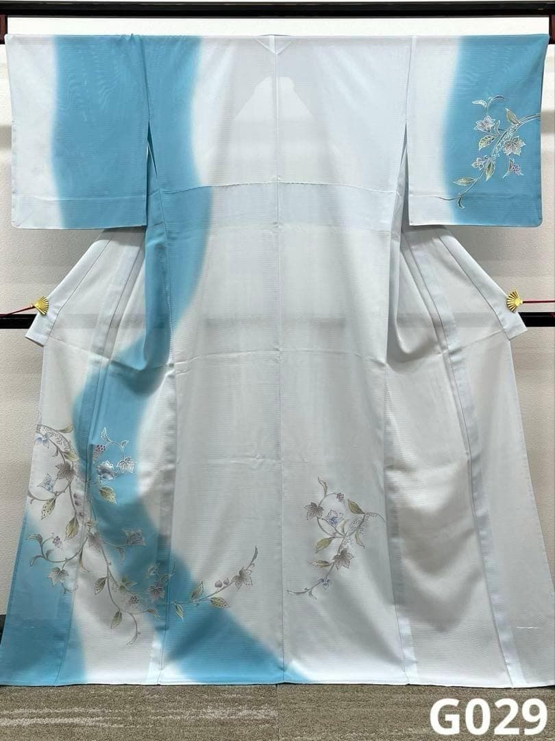 絽 付け下げ 夏物 銀彩 葡萄 透け感 居敷当て 正絹 G029