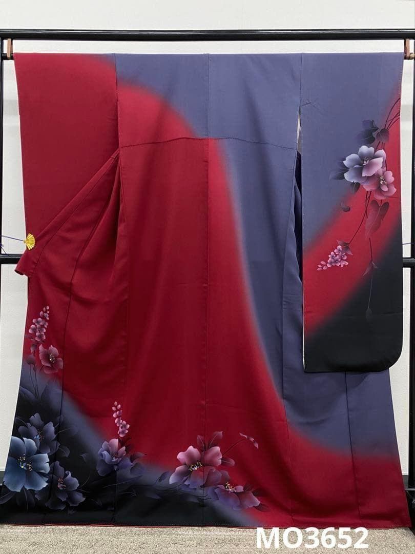 振袖 銀彩 型染め 身丈165cm パールトーン加工済 MO3652