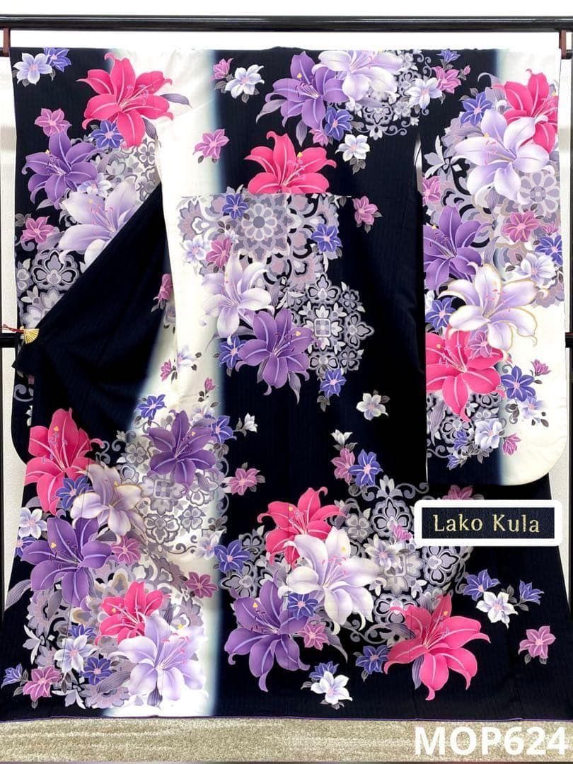 ポリエステル振袖 Lako Kura 縦銀通し 身丈170cm MOP624 ポリエステル振袖 Lako Kura 縦銀通し 身丈170cm MOP624