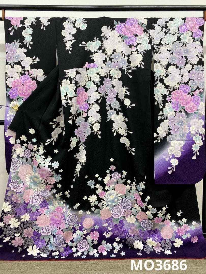 振袖 ラメ刺繍 銀彩 身丈168cm MO3686
