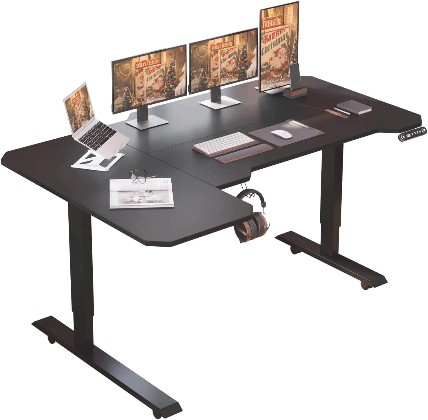 BilBil デスク パソコンラック つくえ 電動昇降式 机 150CM×101CM 電動式スタンディングデスク オフィスワークテーブル 昇降式机 ゲーミングデスク 電動式 高さ69-115CM 高さ調節可能 メモリー機能付き black
