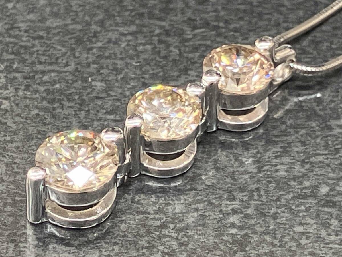 Pt850 Pt900 プラチナ 天然ダイヤモンド D2.016ct 45cm 総重量6.2g ネックレス アクセサリー ソーティング付き