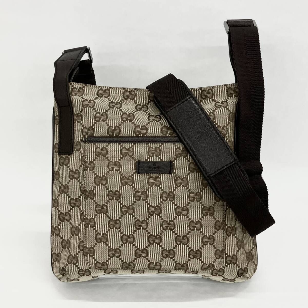 【美品】 GUCCI グッチ GGキャンバス 122793 ショルダー バッグ 斜め掛け レザー 品物のみ
