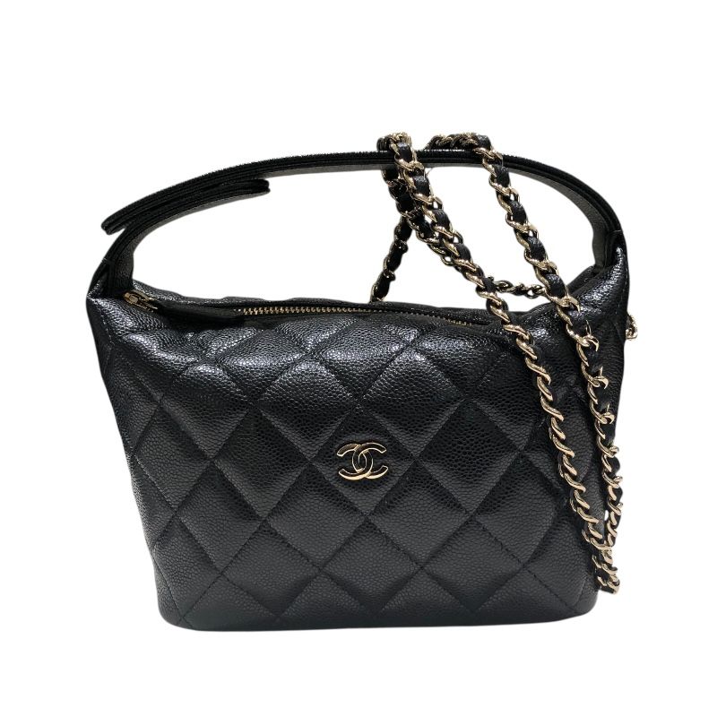 シャネル CHANEL ココマークチェーンホーボーバッグ AP4386 ブラック キャビア レディース ハンドバッグ