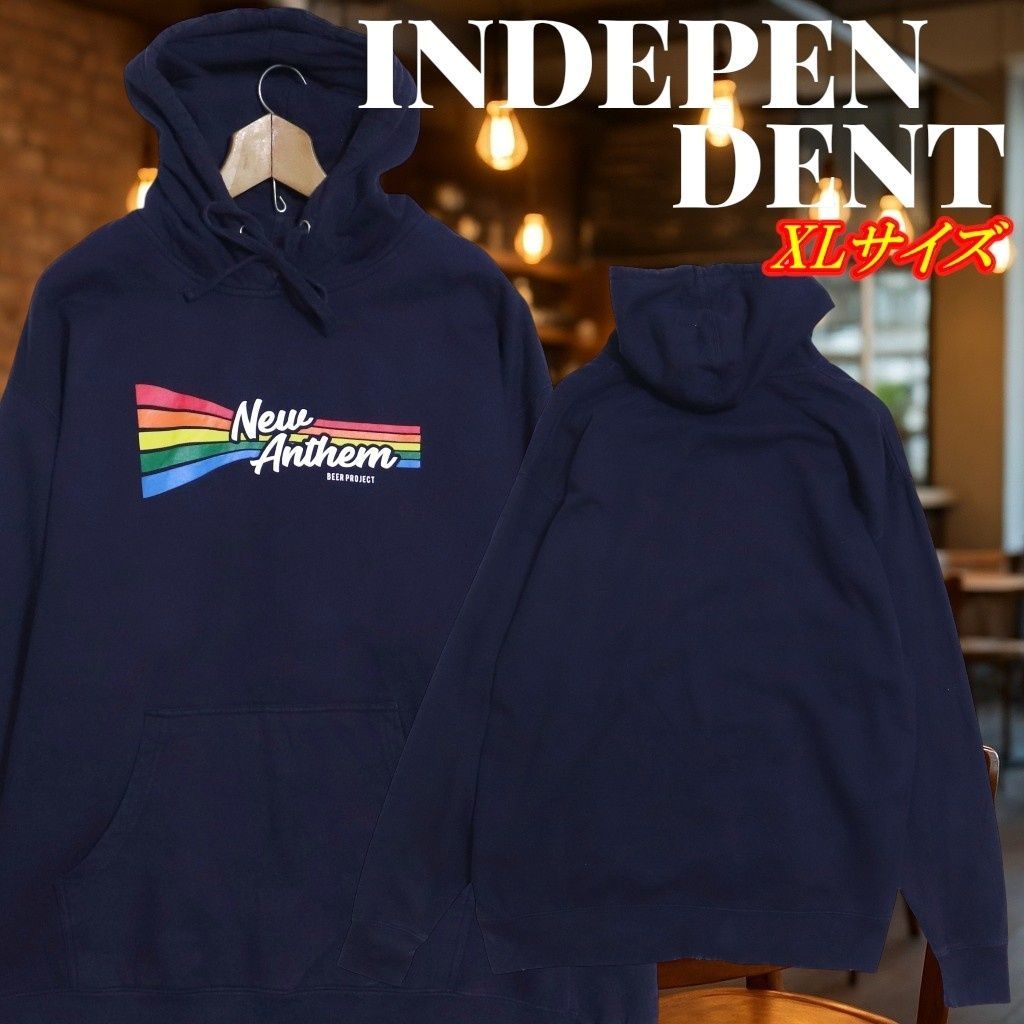 Independent ネイビー パーカー INDEPENDENT インディペンデント マルチカラープリント プルオーバー