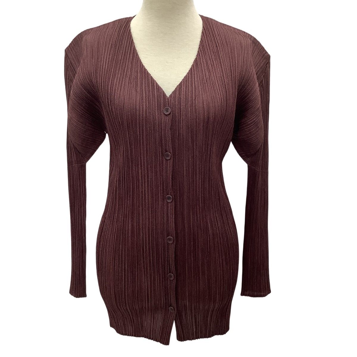 ISSEY MIYAKE イッセイミヤケ PLEATS PLEASE カーディガン ジャケット SIZE 3 PP73-JD246 ワインレッド