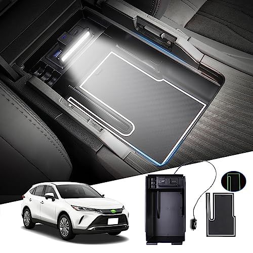 R◆Auto Spec トヨタ ハリアー 80系 に適合 内蔵型コンソールボックス Harrier R2.06?現行 MXUA8# AXUH8# 2ポートUSB充電付き 車内収納ボックス 3Dトレイ 小物入れ 車種専用設計 内装 パーツ 滑り 00907191