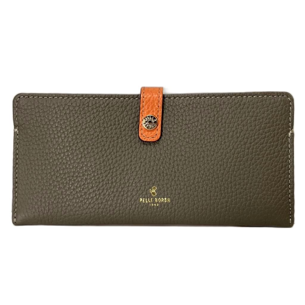 ペレボルサ PELLE BORSA スリムウォレット 長財布 レザー グレー レディース