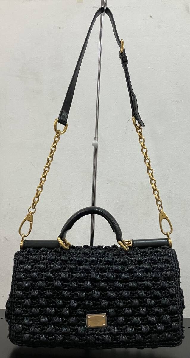 DOLCE&GABBANA ドルチェアンドガッバーナ ショルダーバッグ Sicily シシリー チェーン 2way ブラック イタリア製