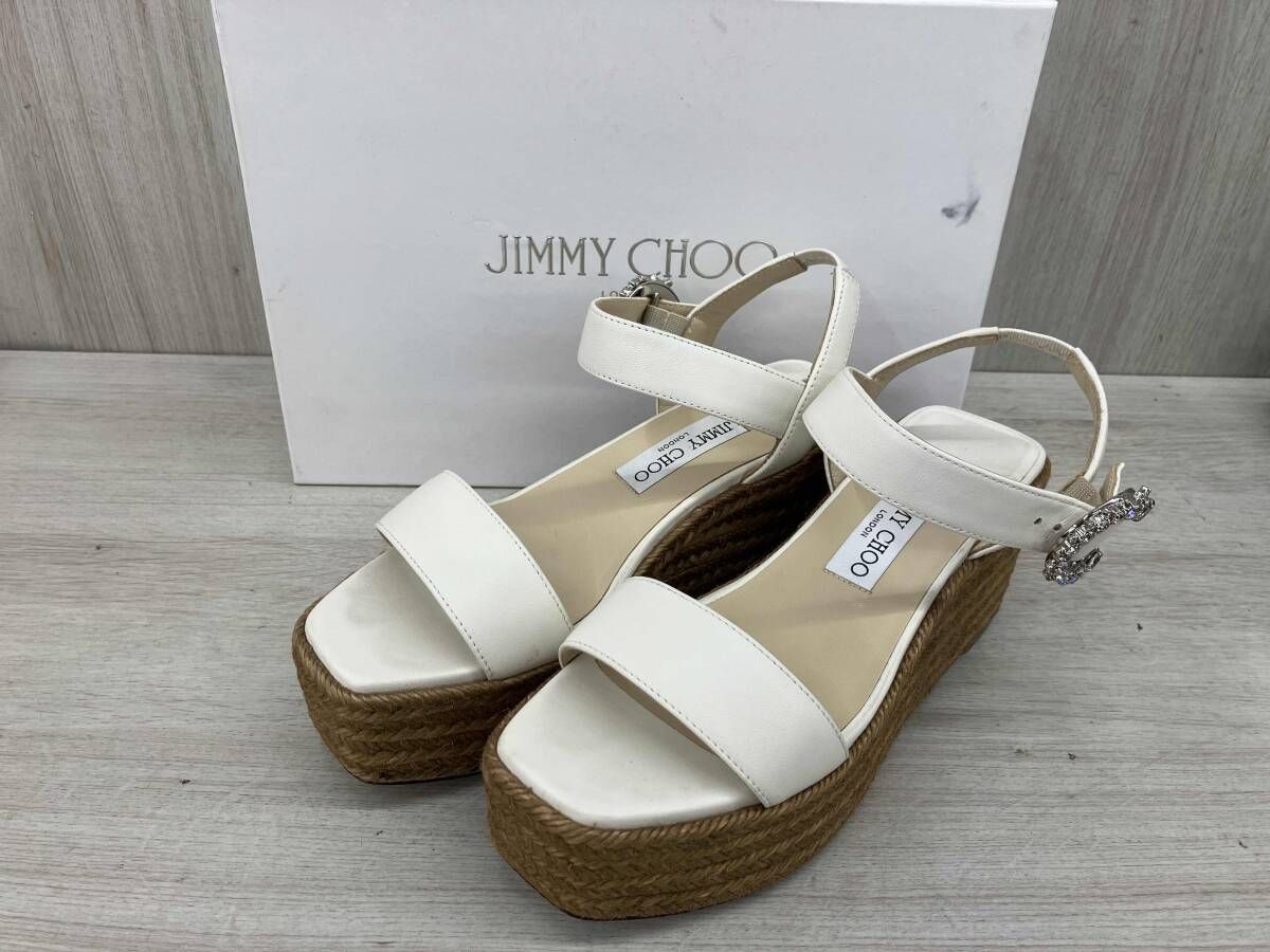 JIMMY CHOO/ジミーチュウ/サンダル/サイズ37/MIRABELLE 70/ホワイト/クリスタルバックル
