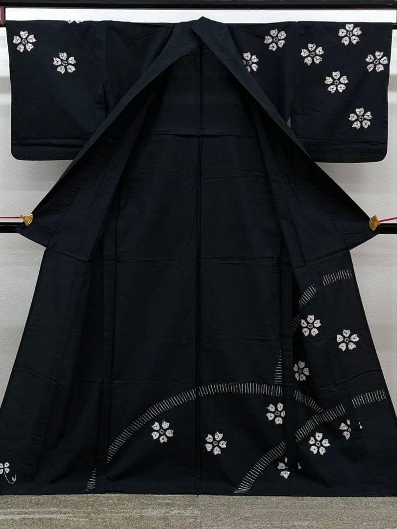 有松鳴海絞り 浴衣 夏物 桜 綿 墨黒地 G044 - メルカリ