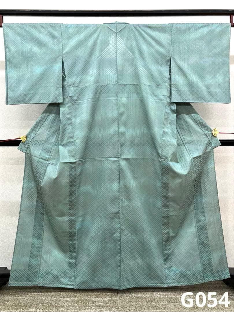 夏お召 小紋 透け感 菱文 東京ますいわ屋扱い 正絹 躾糸付き G054