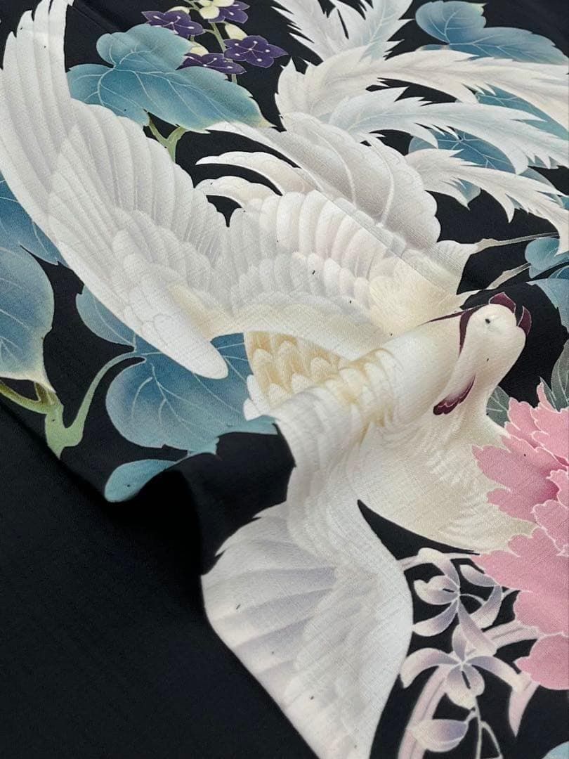 訪問着 撫松庵 夏物 鳳凰 鳥 牡丹 透け感 ポリエステル G007 - メルカリ