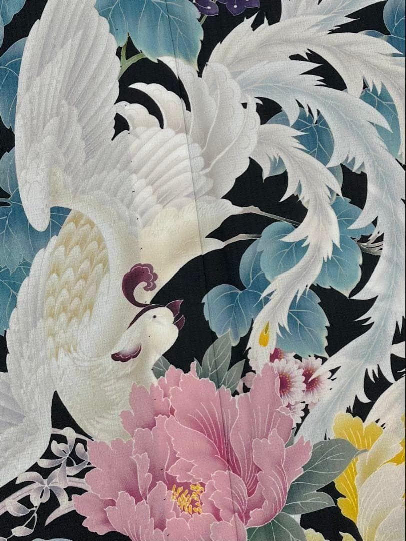 訪問着 撫松庵 夏物 鳳凰 鳥 牡丹 透け感 ポリエステル G007 - メルカリ