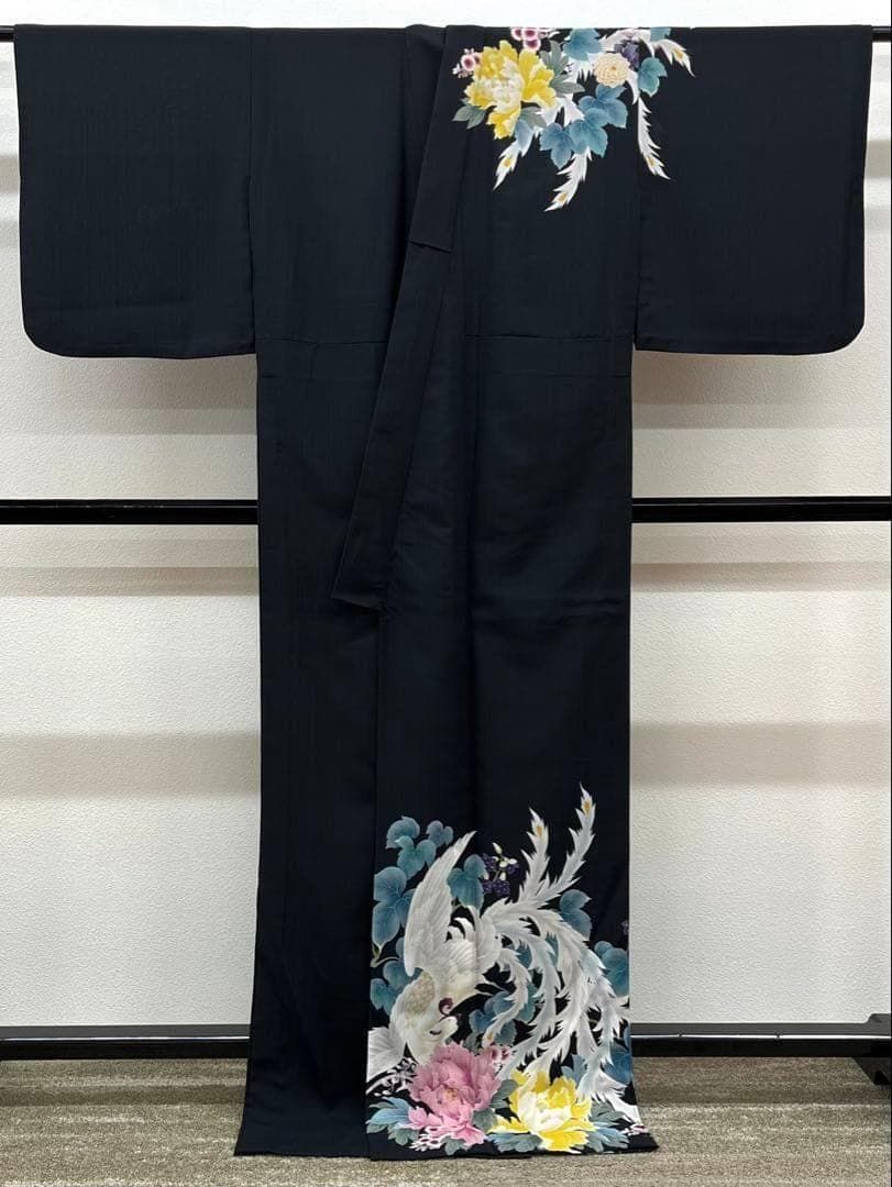 訪問着 撫松庵 夏物 鳳凰 鳥 牡丹 透け感 ポリエステル G007 - メルカリ