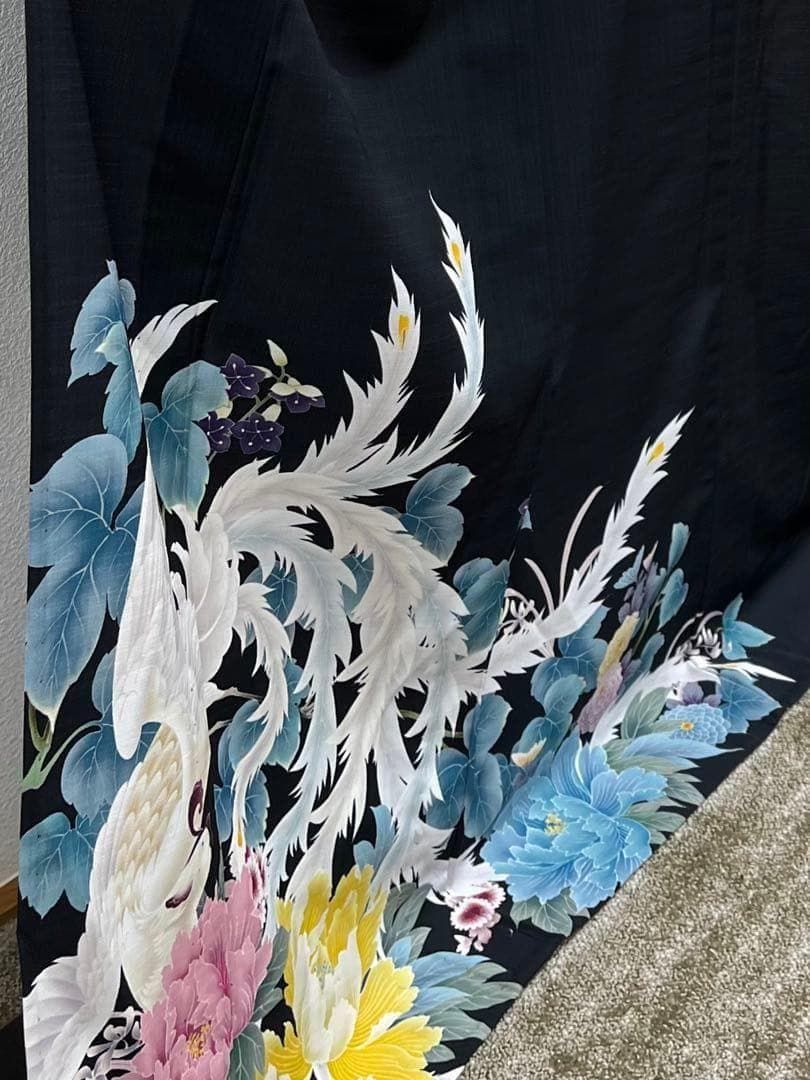 訪問着 撫松庵 夏物 鳳凰 鳥 牡丹 透け感 ポリエステル G007 - メルカリ