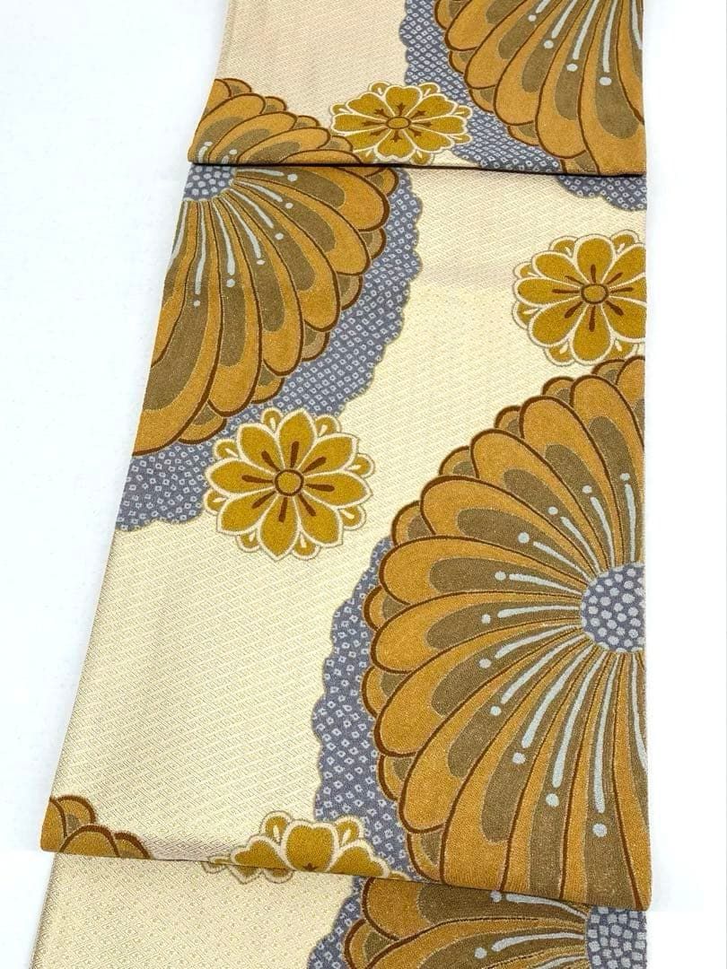蘇州刺繍 相良刺繍 袋帯 大輪 正絹 六通 パールトーン加工済 D693