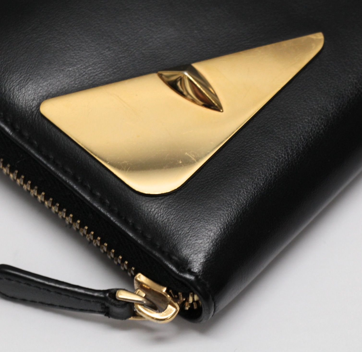 フェンディ FENDI モンスター ラウンドファスナー長財布 レザー 黒 