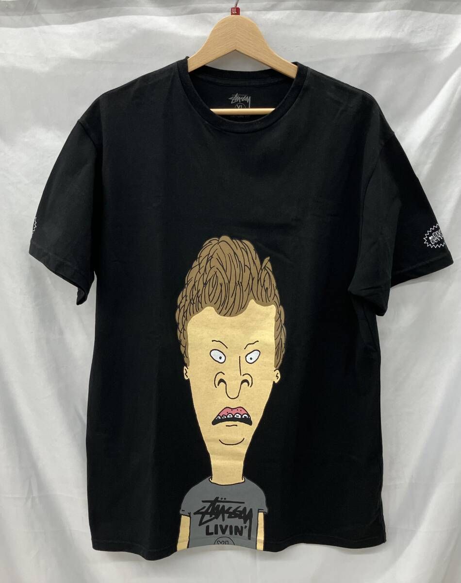 STUSSY × Beavis and Butt-Head ステゥーシー × ビーバス・アンド・バットヘッド/半袖Tシャツ/ブラック/XL