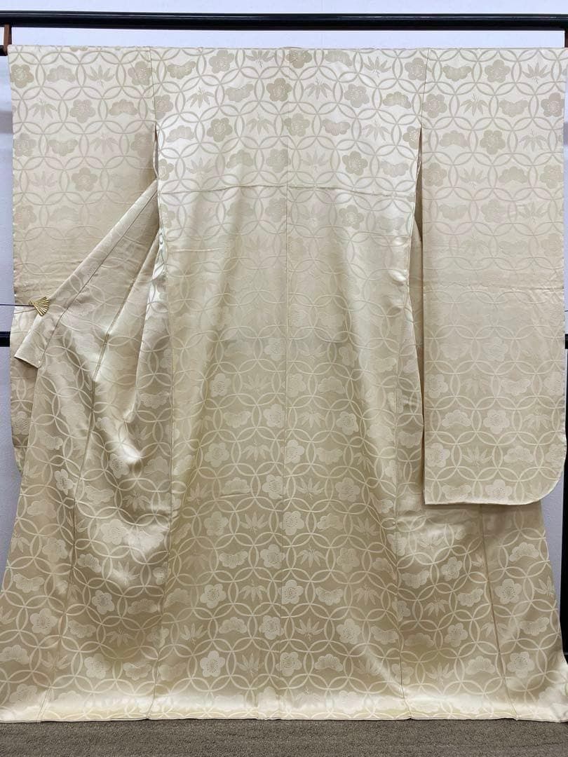 無地振袖 紋意匠 シンプル ベージュ 身丈168cm 撥水加工済 MO3692