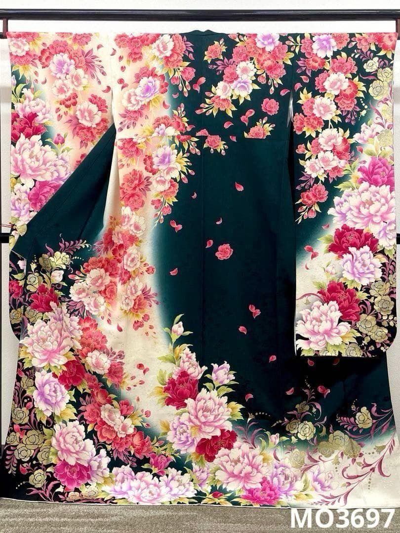 振袖 ラメ刺繍 金彩 グリッター箔 身丈167cm MO3697