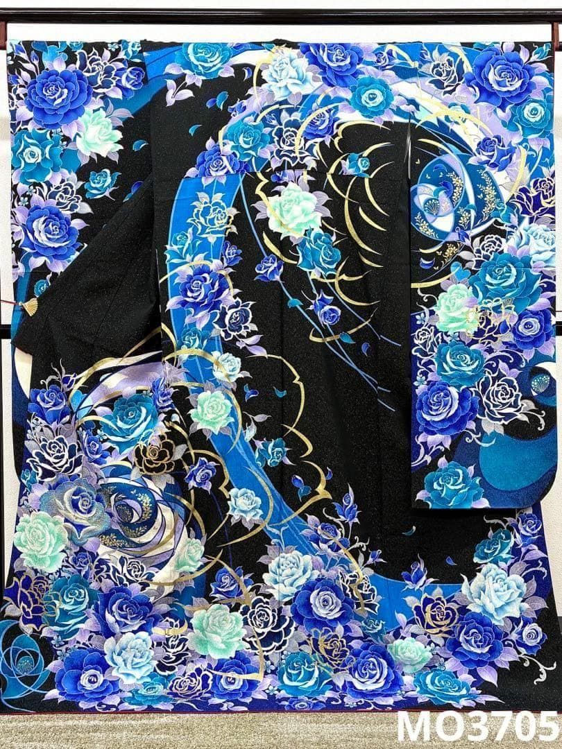 振袖 ラメ刺繍 金彩 銀通し 紋意匠 身丈172cm 撥水加工済 MO3705