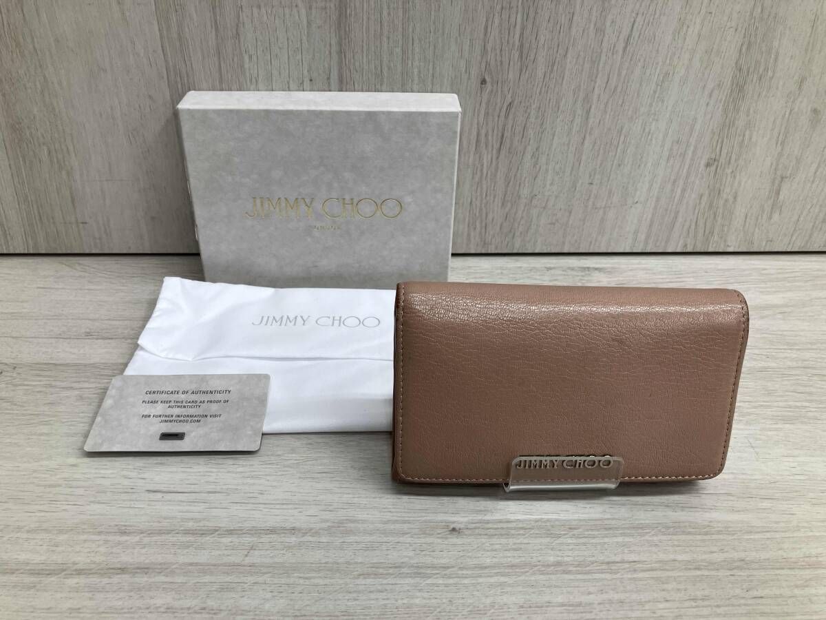 JIMMY CHOO ジミー チュウ 二つ折り 財布 革 レザー レディース ピンク ベージュ