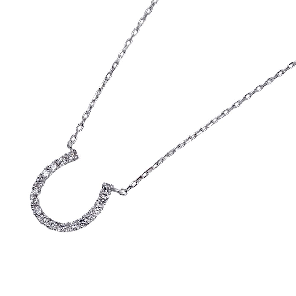 スタージュエリー STAR JEWELRY ネックレス レディース ブランド K18WG ダイヤモンド D0.05 ホースシュー ホワイトゴールド ジュエリー 磨き済み 【中古】 30,030円