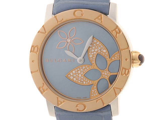 BVLGARI ブルガリ ウォッチ ブルガリ ブルガリ メディテラネアン ガーデン 時計 BBLP33SG 腕時計 ステンレス/K18ピンクゴールド K18PG/革 ブルー レディース【中古】