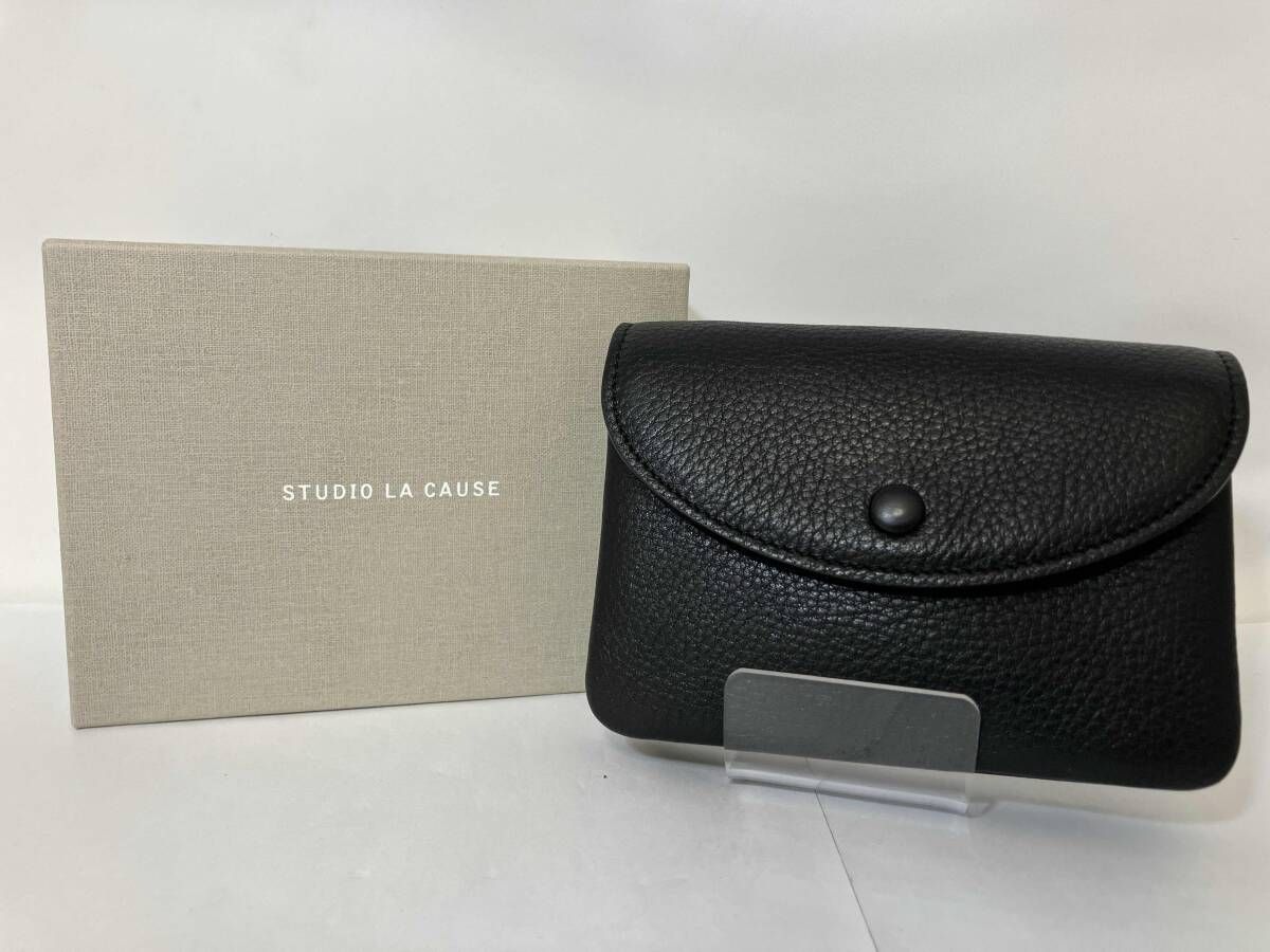 Studio La Cause スタジオラコーズ 内縫いフラップ財布 レザーウォレット ブラック カウレザー 牛革 WA 071B M TS
